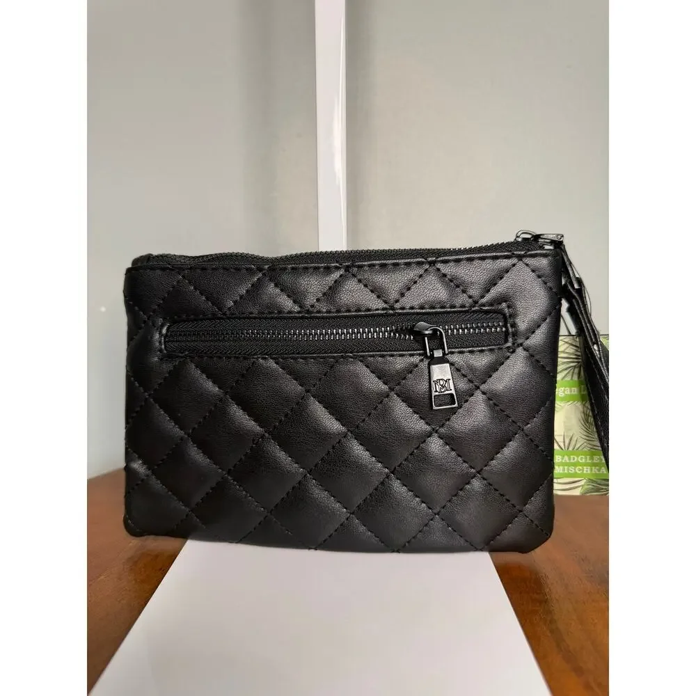 NWT Badgley Mischka Black Quilted Wristlet Wallet MSRP $39